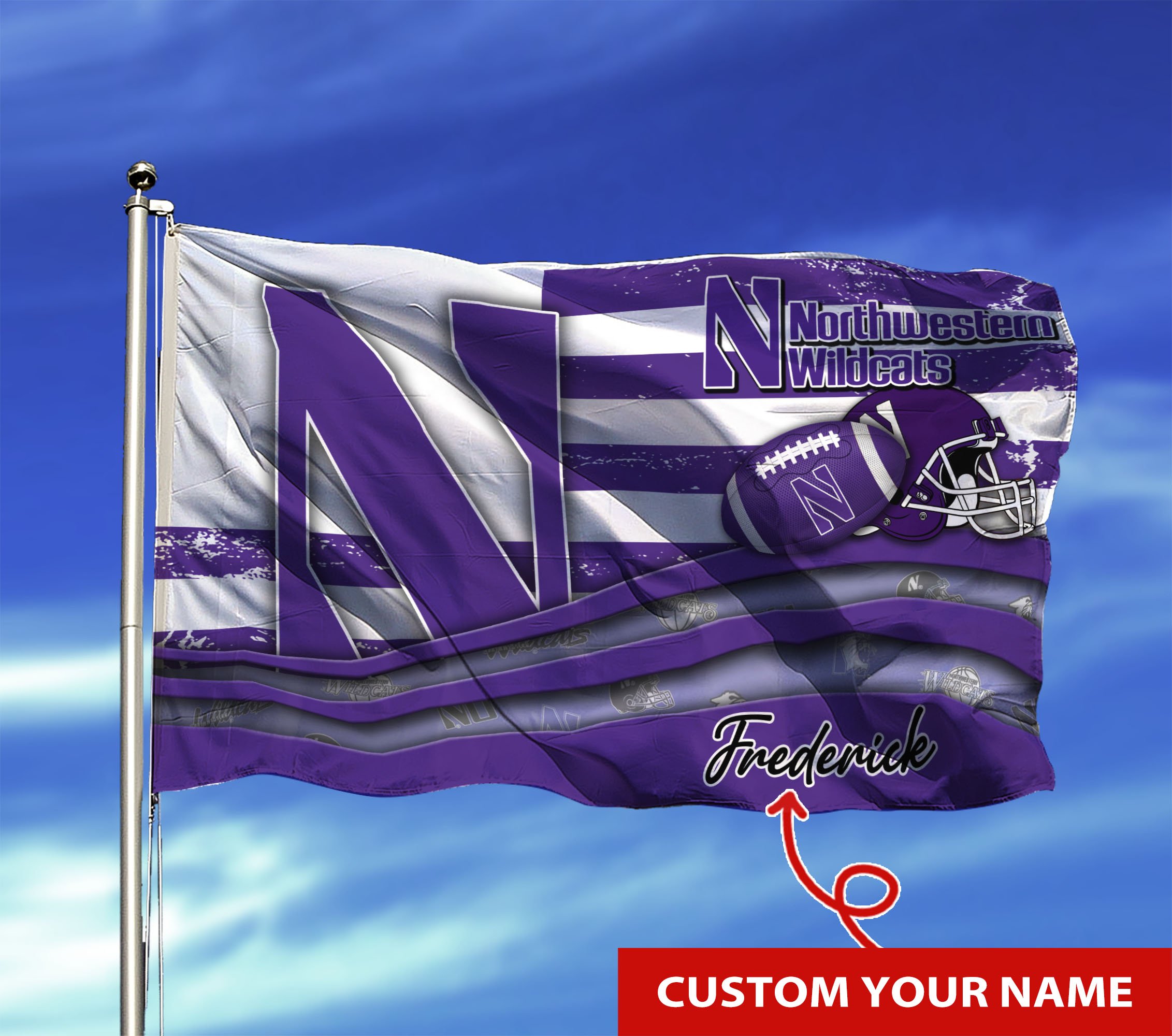 Northwestern Wildcats Custom Flag3x5ft For This Season TU26897